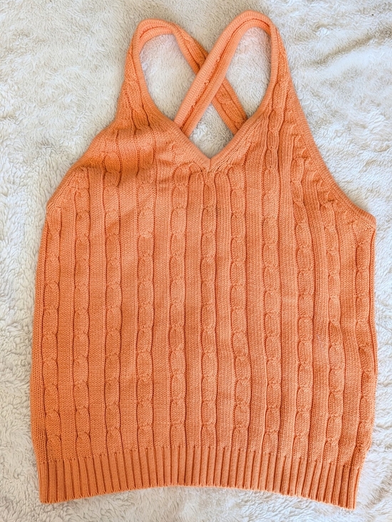 Faded Glory Tops - Faded Glory Creamaicle Cable-Knit Crisscross Cotton Tank Xl